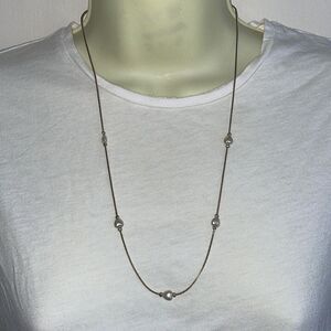 Vtg KOREA stamped gold & heart shaped‎ pearl chain necklace
